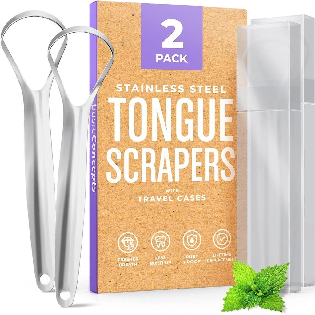 BASIC CONCEPTS Tongue Scraper for Adults (2 Pack)